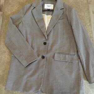 American Eagle Black, White & Brown Checkered Blazer